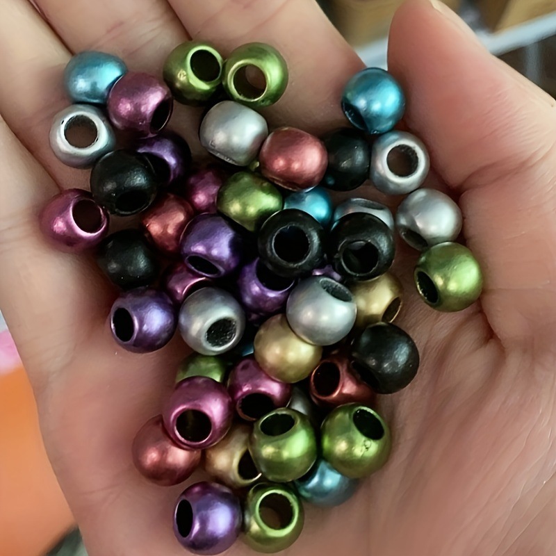 10-12mm大穴電気メッキカラーラウンドビーズミックスカラービーズDIYブレスレットアクリルビーズアクセサリーパーツルースビーズ卸売|undefined