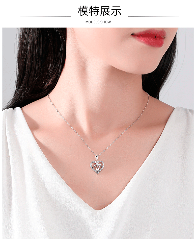 1 Piece Fashion Mama Letter Heart Shape Silver Plating Hollow Out Inlay Rhinestones Mother's Day Women's Pendant Necklace display picture 2
