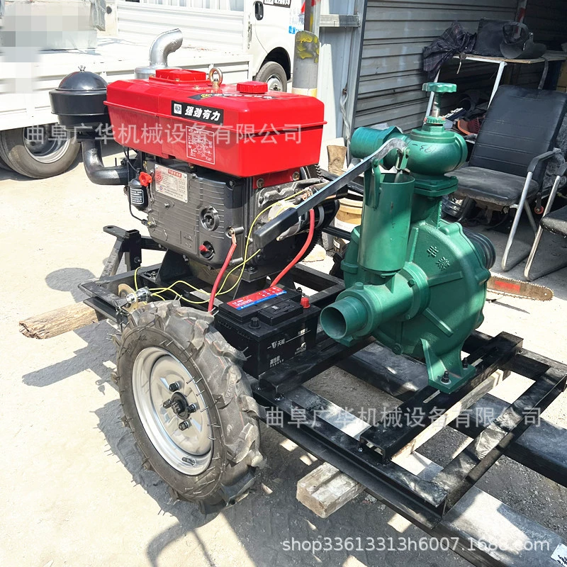 Самовсасывающий двухколесный водяной насос 6inch Водяной насос для орошения с большим расходом 8inch Центробежный насос с дизельным двигателем