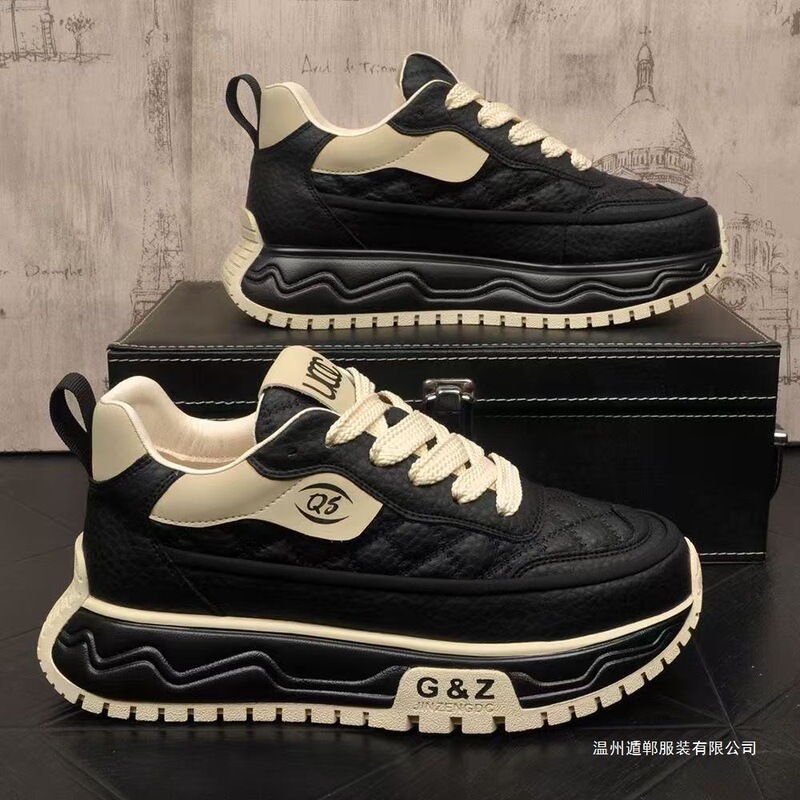 Dopamine-Style Versatile Trendy Men's Shoes 2025 Winter Niche Fashion Light Luxury Thick-Soled Height-Increasing Casual Shoes