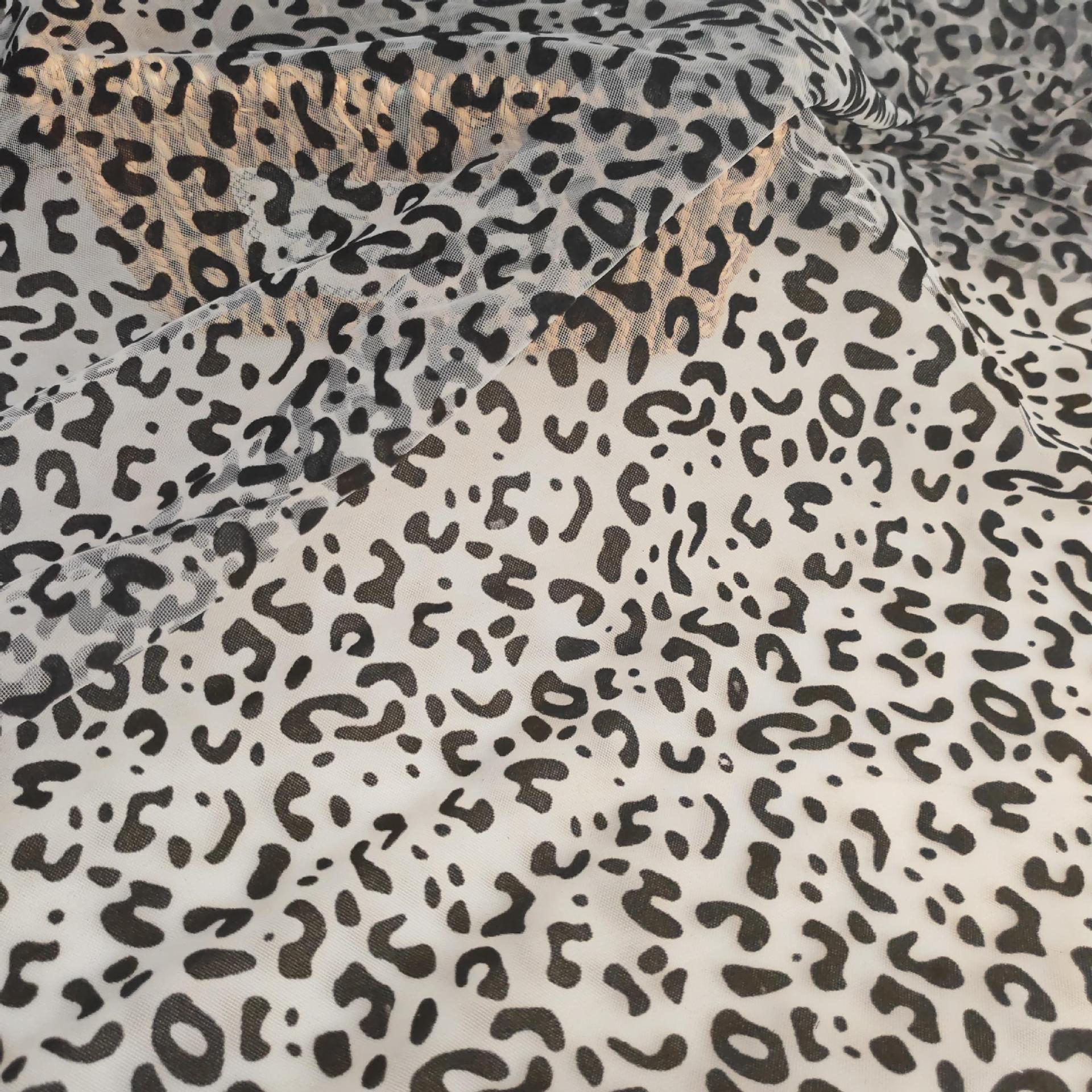热卖款~经典款锦特美网纱小豹纹密版双面植绒 时尚大气时装等面料