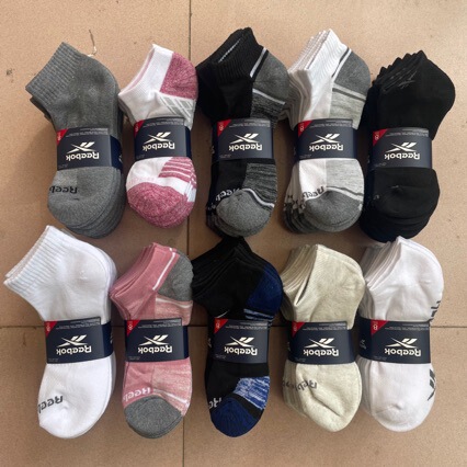 Reebok Export Surplus Stock, a Set of 8 Pairs of Men's and Women's Ankle Socks with Towel Soles, Suitable for E-Commerce, Cross-Border Supply