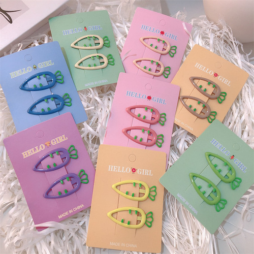 Hair clips for girls with cartoon dopamine, cute carrot-shaped, suitable for children, bangs with frizzy hair clips, hair accessories that do not damage hair