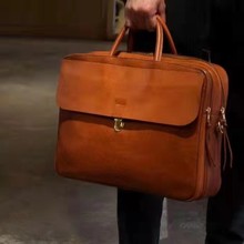 [J6]可插拉杆箱手提包头层植鞣牛皮复古公文包商务通勤电脑包7738