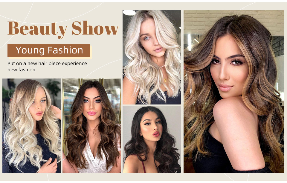 Ensemble de perruques synthétiques 16 cartes 7 pièces, cheveux longs bouclés pour femmes, extensions de cheveux en soie mate haute température_voghion.com