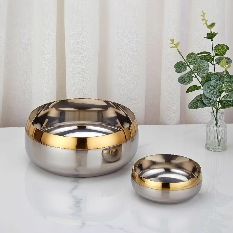 European Style 304 Stainless Steel Large Cold Noodle Bowl Vintage Household Fruit Salad Bowl Cold Mix Large Rice Bowl Fruit Bowl European Style 304 Stainless Steel Large Cold Noodle Bowl Vintage Household Fruit Salad Bowl Cold Mix Large Rice Bowl Fruit Bowl