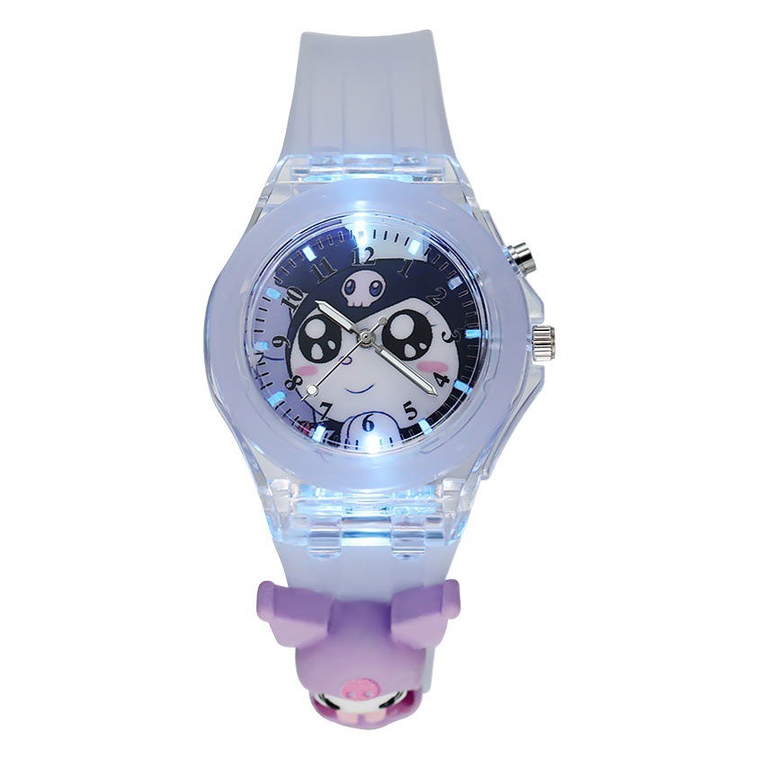 Sanrio Cartoon Watch Primary School Children's Watch Manufacturer Wholesale Luminous Silicone Doll Watch Boxed Cross-Border