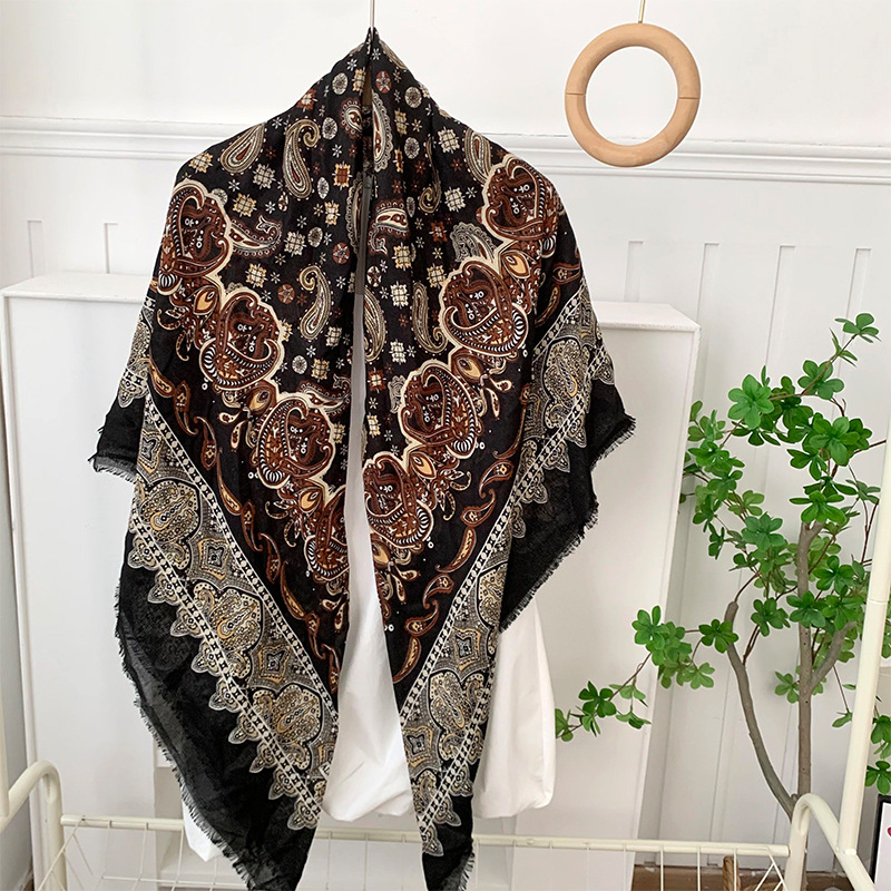 Bufanda de seda, bufanda cuadrada, sensación de alta calidad, estilo bohemio, multiusos, todo fósforo, bufanda, bufanda, pañuelo en la cabeza, chal exterior