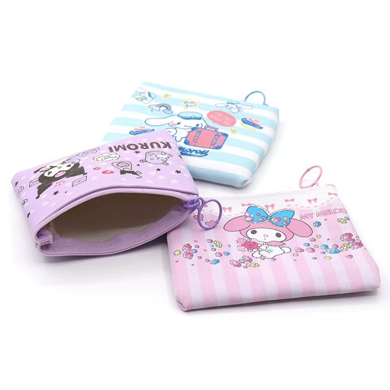 Новый детский кошелек Sanrio Kuromi из полиуретана, мини-сумочка для хранения, портативный держатель для карт, кошелек для студентов