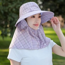 防晒帽女夏季新款采茶帽遮阳帽中老年大帽檐遮脸护颈防晒帽太阳帽