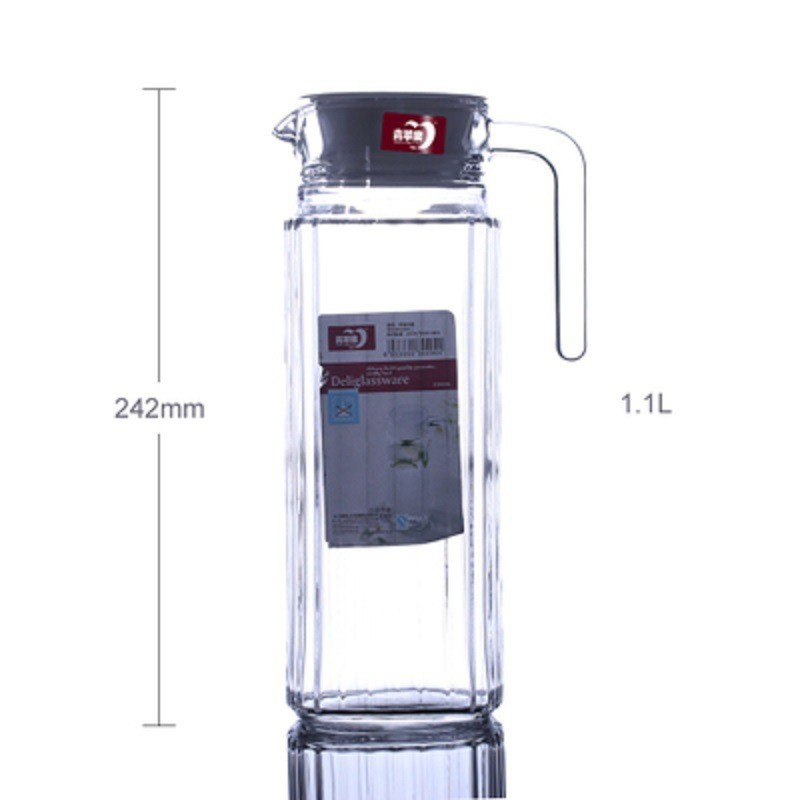 Lemeya vidrio resistente al calor hervidor de agua fría agua manzana verde engrosado jar de jugo tetera flor logotipo al por mayor