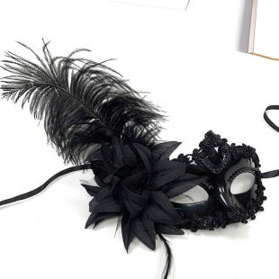 Party Feather Mask Female Half Face Princess Halloween Ancient Style Performance Cos Stage Performance Ostrich Feather Mask