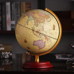 A medium-sized student desk lamp featuring a glowing globe, 25cm high-definition American retro antique-style ornament with LED lights.