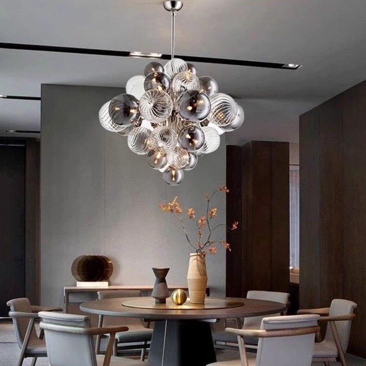 Nórdico moderno comedor sala de estar candelabro diseñador personalidad dormitorio bola de vidrio de diamante bola de arte lámpara molecular