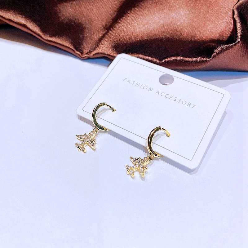 Womenu0027S Fashion Airplane Copper Earrings Inlaid zircon Zircon Drop Earrings