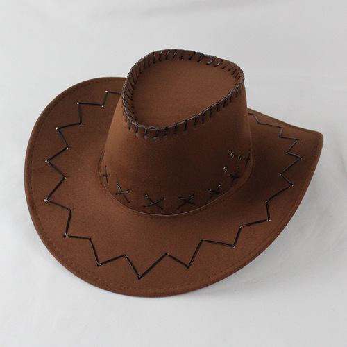 Men's and women's denim sun hats, prairie wide-brimmed hats, Western cowboy caps, and stylish large-brimmed Xinjiang fedoras with suede accents—perfect for couples.