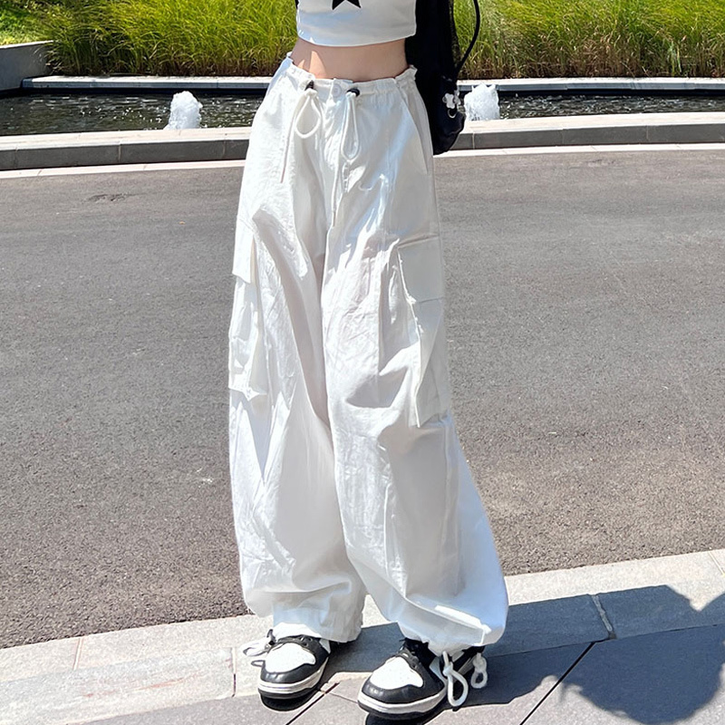 White Quick-drying Overalls Women's Summer Loose Wide-leg Straight-leg Pants Ins Trendy Little Jazz Street Dance Pants Summer White Quick-drying Overalls Women's Summer Loose Wide-leg Straight-leg Pants Ins Trendy Little Jazz Street Dance Pants Summer