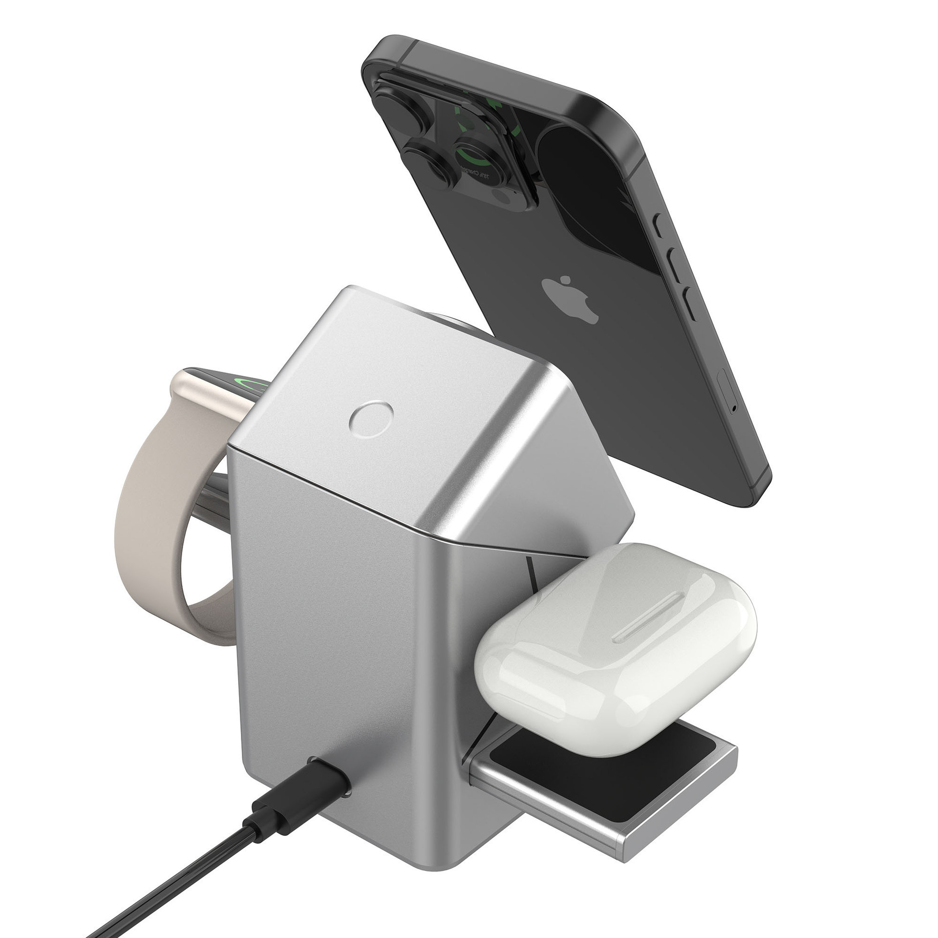 Cubo Rubik cargador inalámbrico de absorción magnética rotativa cuatro en uno fuerte transfronterizo 15W carga rápida lámpara de noche multifuncional cargador de escritorio