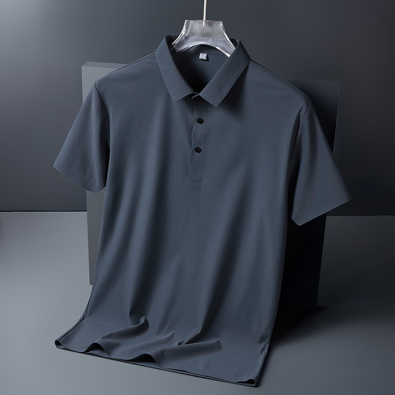 Camiseta de polo de hielo sin marcas de verano hombre elástico ligero de negocios frío camiseta de color sólido secado rápido casual manga corta al por mayor