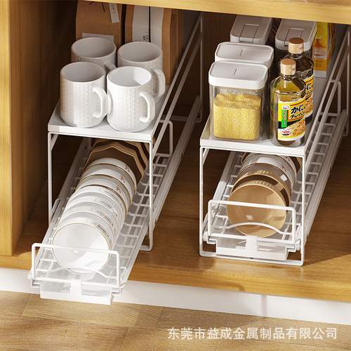 Lower cabinet pull-out dish cupboard with built-in single-layer dish drain kitchen storage cupboard drying type bowl basket rack