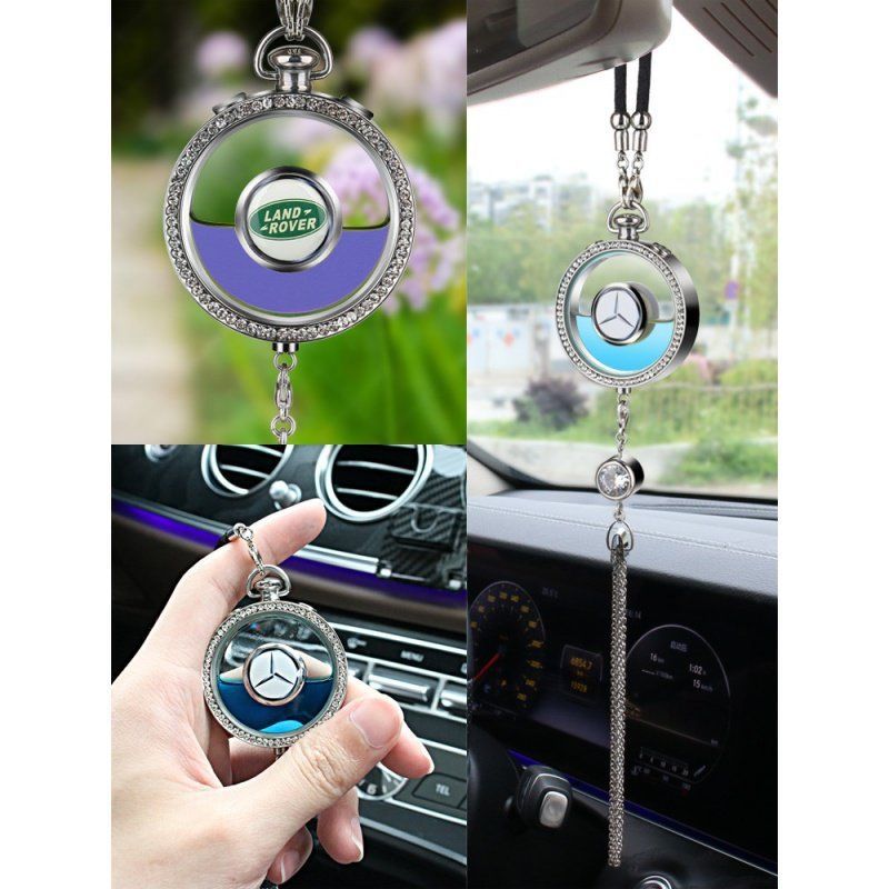 汽车香水挂件车载精油香薰挂饰高档车内装饰持久淡香车标镶钻吊坠