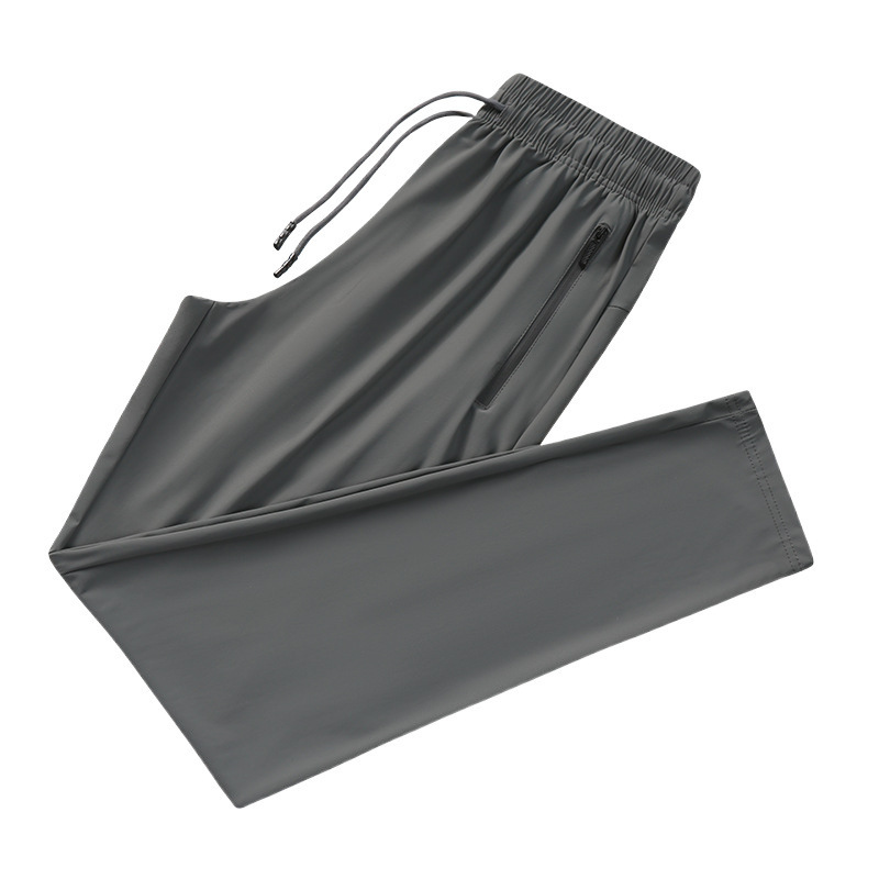 Comercio exterior ropa de hombre pantalones de seda de hielo de tamaño grande para hombres pantalones largos ociosos de verano sueltos pantalones de secado rápido de peso de secado rápido ultra delgado