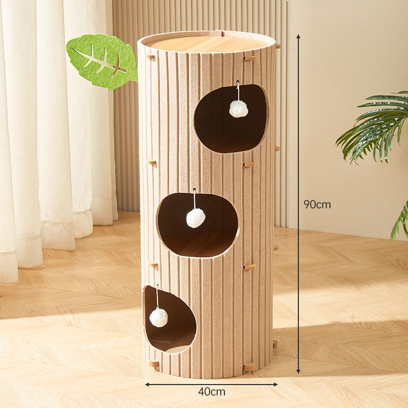 Cat trepando estante, gato árbol integral, invierno cálido gato agarrar tablero barril de doble capa, invierno multicapa agujero de árbol, gato nido