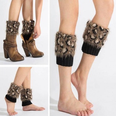 Heel keep warm Korean Edition Autumn and winter Ankle Socks fashion Leggings Foot sleeve Wool Knitted Shoes Boot covers