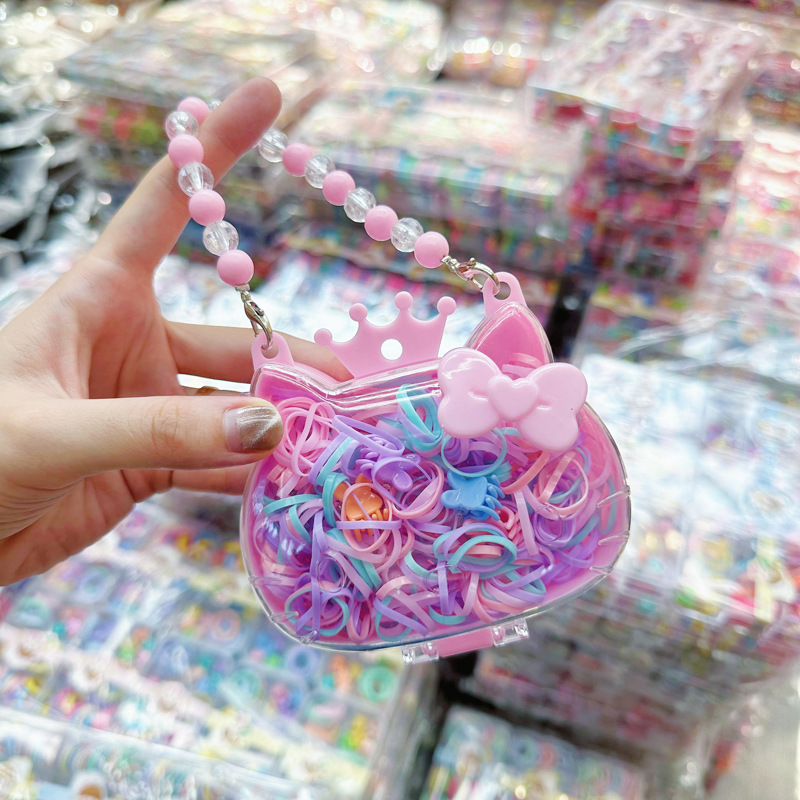 Mini cabeza de princesa en caja, clip de agarre pequeño, clip de flequillo, horquilla rota en la frente, banda elástica para niños, no daña el cabello, anillo del pulgar al por mayor image 64