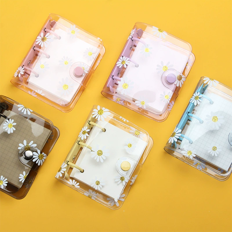 Корейские канцелярские товары ромашки 3-луковый переплет мини ПВХ прозрачный чехол портативный переплет катушки ручной книги