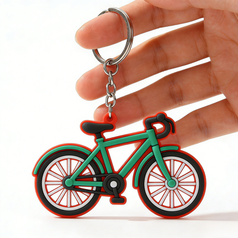 Electric Vehicle Bicycle Pvc Soft Rubber Keychain 3D Cartoon Double-Sided Backpack Commuter Pendant Keychain Customization