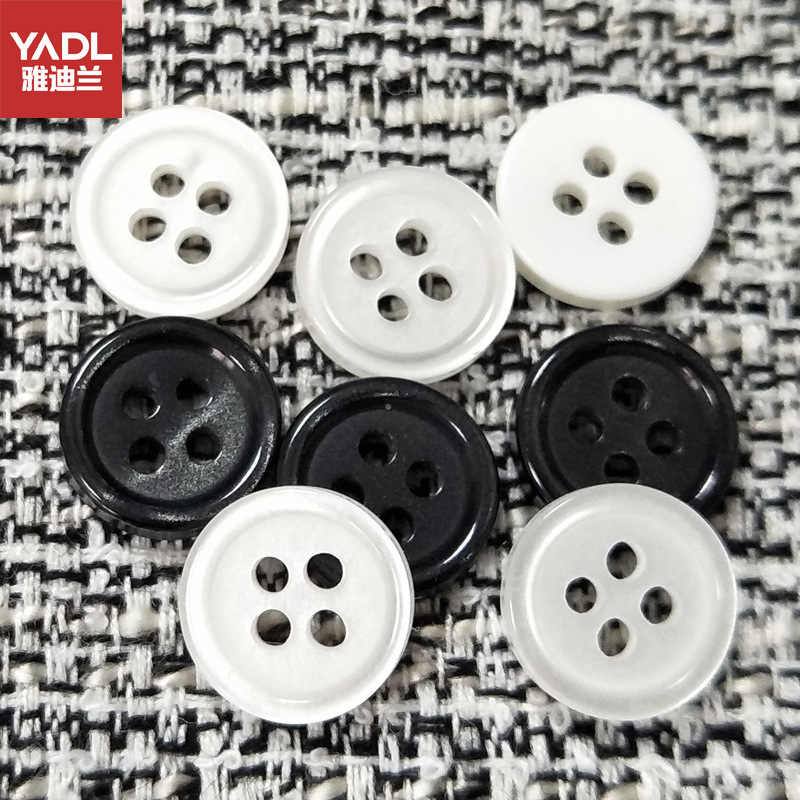 Spot Pearlescent White Base Resin Buttons Men's Four Hole Thin Edge Shirt Button Four Eyes Women's Children's Wear Cufflinks Spot Pearlescent White Base Resin Buttons Men's Four Hole Thin Edge Shirt Button Four Eyes Women's Children's Wear Cufflinks