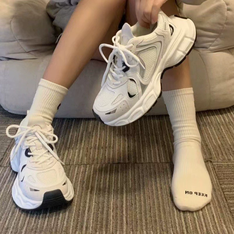 Обувь дышащая, универсальная спортивная, высокие кроссовки на платформе, корейский стиль