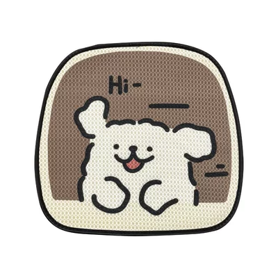 Car Seat Cushion Four Seasons Universal Seat Cushion Summer Cool Cushion Seat Cover Breathable and Ventilated Seat Cover Ice Silk Women's Premium Sense (Seat cushion, seat cover) - jr-hi-dog-white-dog-front-seat