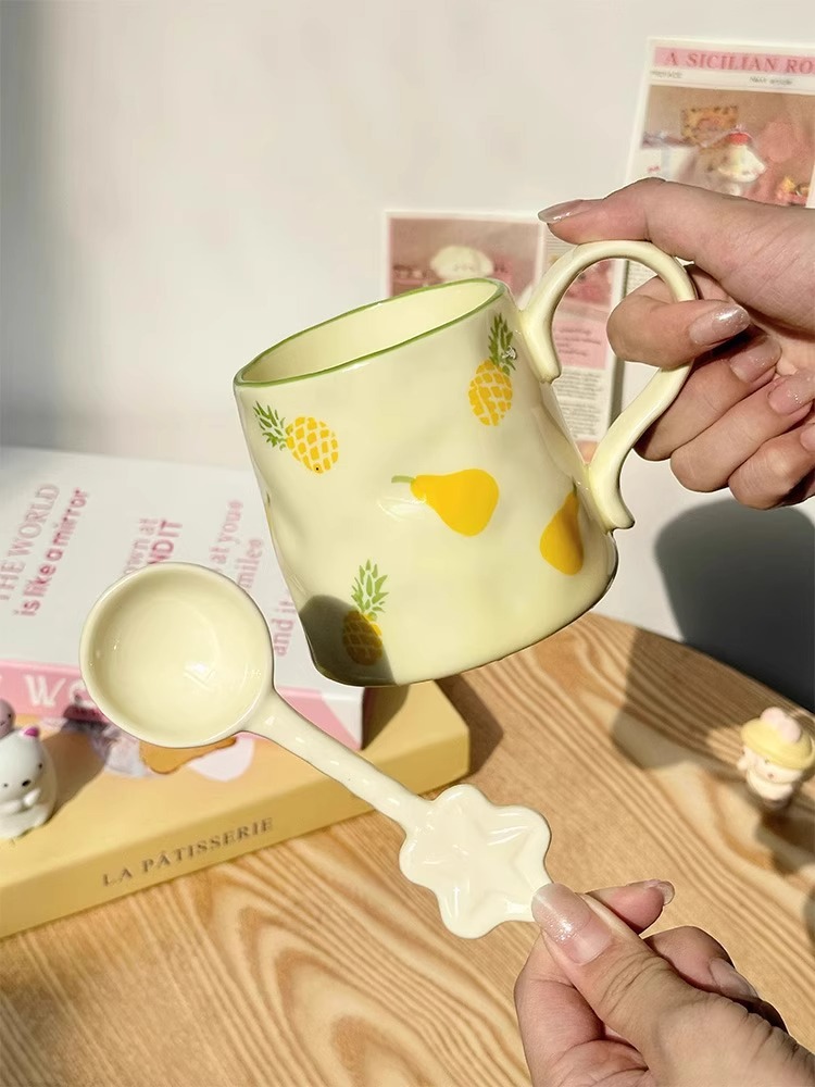 ceramics Material Cute Fruit Bow Knot Ceramics Water Bottles 1 Piece 1 Set