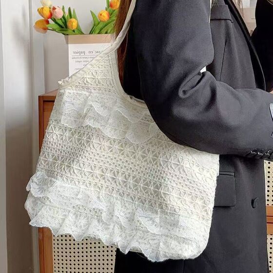 Summer Leisure Holiday Backpack Fairy Lace Shoulder Bag Large Capacity Tote Bag Hollow Beach Bag