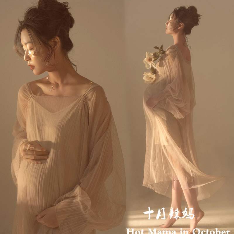 Photo Studio's New Maternity Photo Clothing, Fashionable Retro Forest Suspender Skirt, Pregnant Mommy's Artistic Photo Photography Clothing