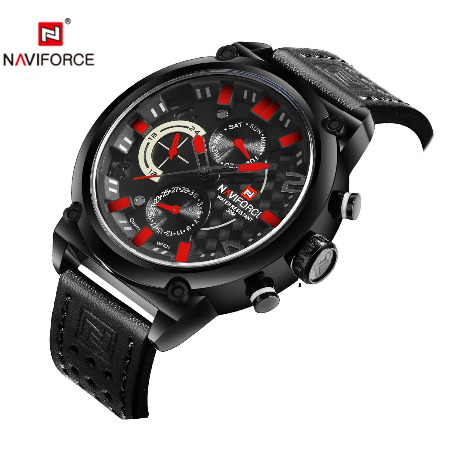 Naviforce 9068L Kişi Qol Saatı, Kəmərli, İşıqlı Kvars