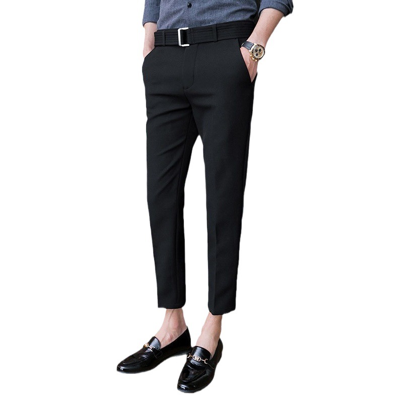 Verano nuevo estilo desplegable pantalones de traje de estiramiento de los hombres de estilo coreano slim fit tobillo-longitud pantalones británicos pantalones Casuales