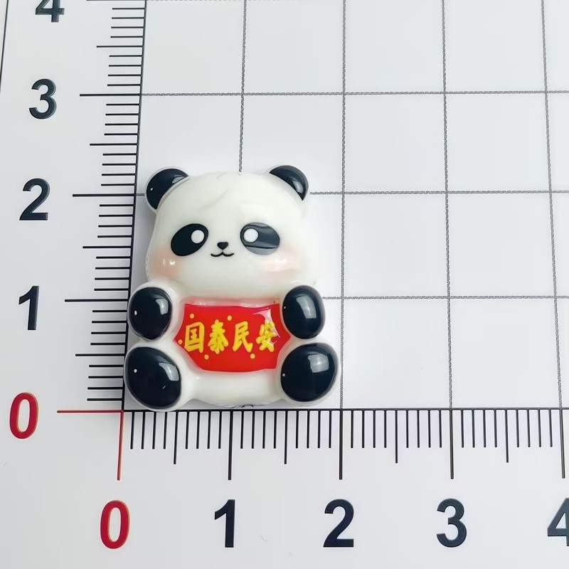 亮面卡通国庆熊猫字牌树脂配件diy自制手机壳钥匙扣发饰鞋扣贴片|undefined