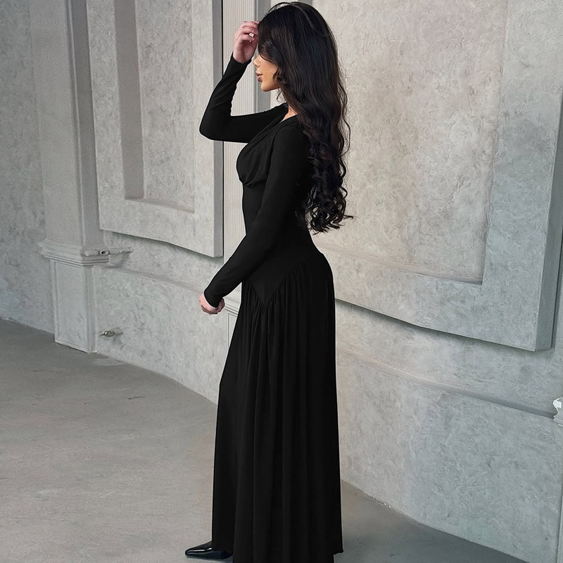 Hot-Selling Women's Fashion 2025 Summer New Fashionable Elegant Slim Waist Long Sleeve Dress Wholesale_ecoleips.com