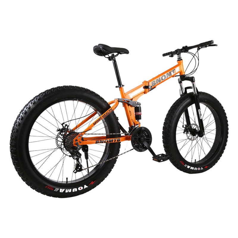 Bicicleta plegable de nieve BNQMTB doble amortiguador doble freno disco neumático 26 pulgadas montaña
