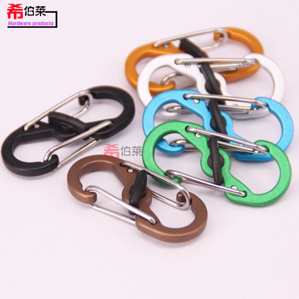 Hebrew aluminum alloy material color 4 S-shaped 8-shaped buckle lock double wire buckle S-shaped accessories can be made LOGO