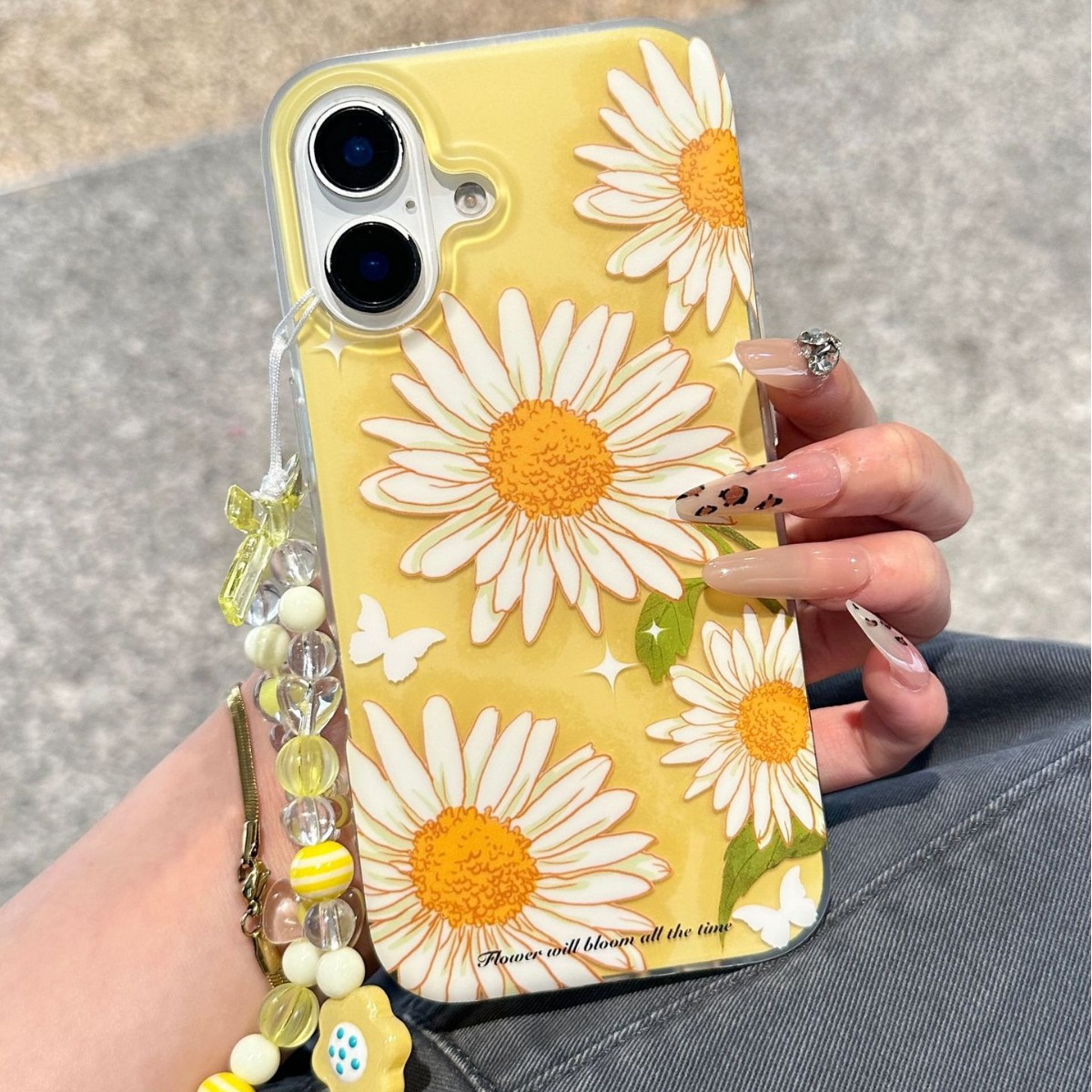 Flores de margarita frescas de verano para Apple 16Pro funda para teléfono 15/14 Nueva pareja de 15PM 16PM hembra 13