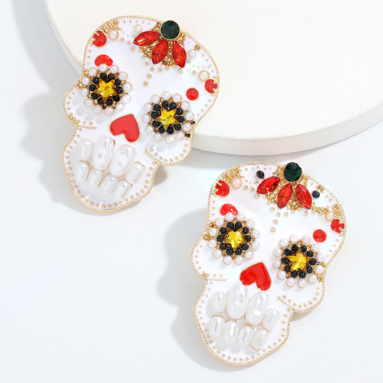 Fashion Alloy Inlaid Pearl Halloween Earrings display picture 8