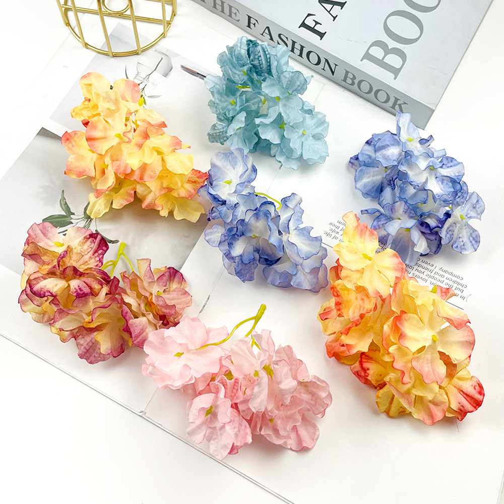 Retro horneado bordes horneados flores falsas DIY fuego horneado flores hechas a mano tocado guirland caja de regalo accesorios muros de hortenas