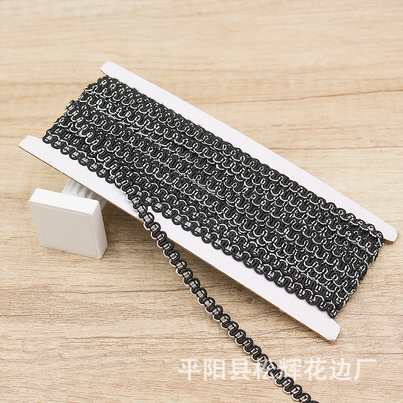 [10 M una tarjeta] 7mm de ancho de dos colores oro y plata ola pequeño encaje DIY ropa para niños cortina ropa de mujer accesorios decorativos