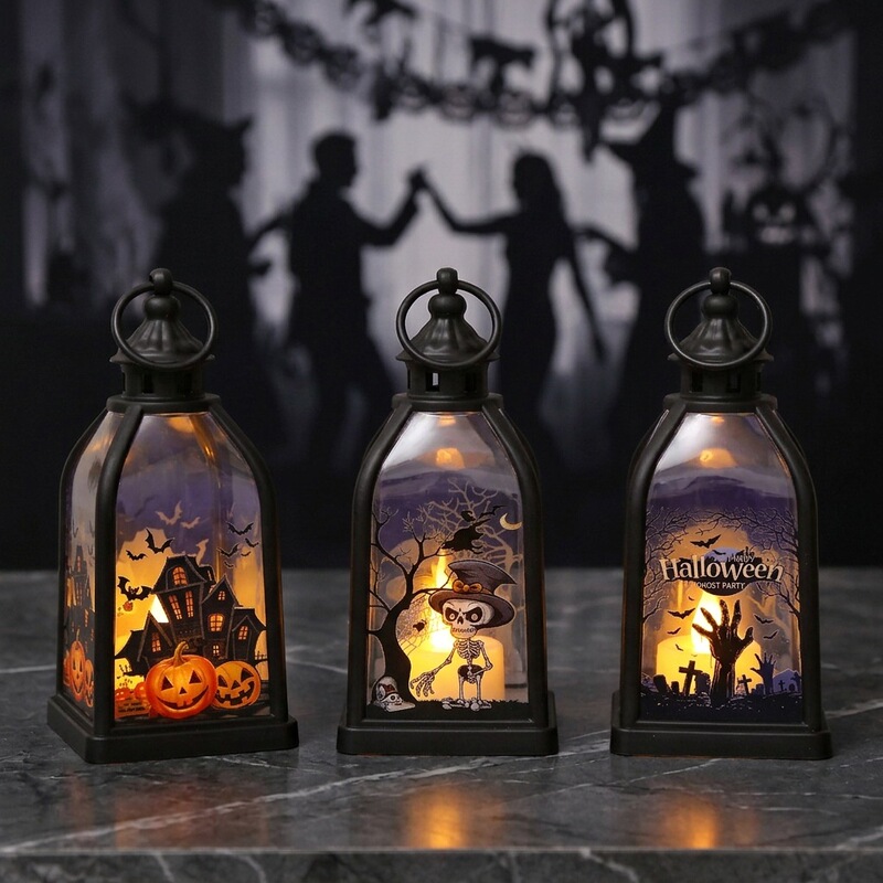 Halloween decorative candles, lanterns, bar party, ballroom atmosphere, retro four-corner pumpkin lights, decorative ornaments Halloween decorative candles, lanterns, bar party, ballroom atmosphere, retro four-corner pumpkin lights, decorative ornaments