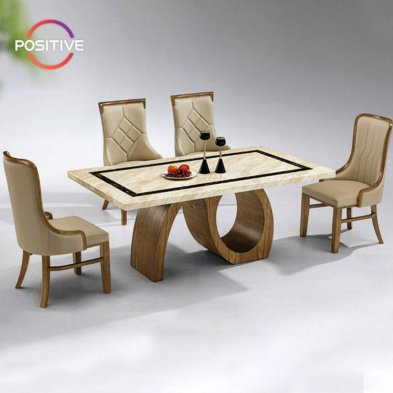 High-End American Dining Table Simple Marble Dining Table Solid Wood Home Hotel Apartment Furniture Modern Rectangular Table
