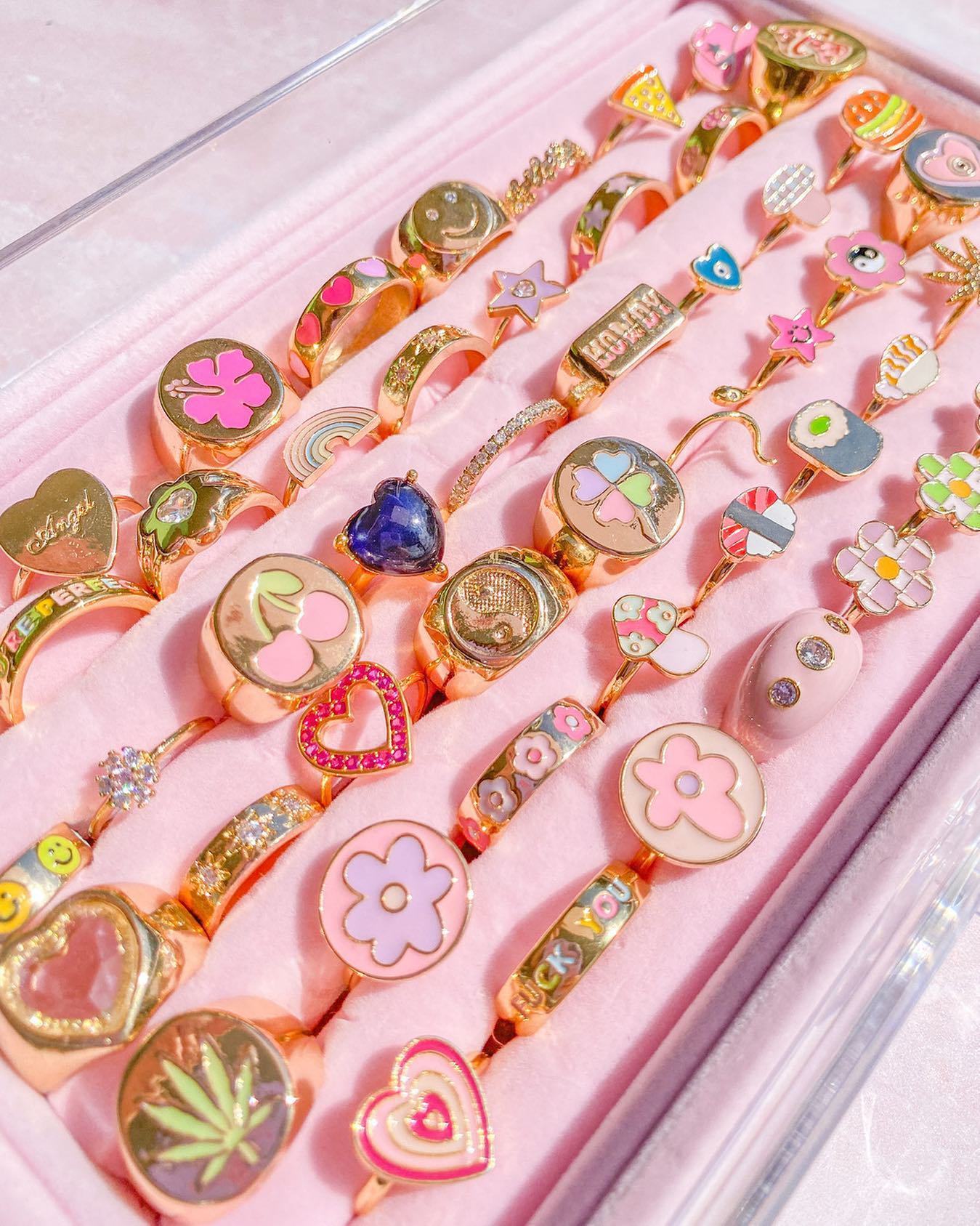 Fashion Cherry Heart Shape Flower Copper Inlay Zircon Open Ring 1 Piece